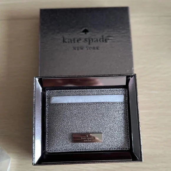 Kate Spade New York Small Glitter Slim Card Holder - Picture 1 of 6